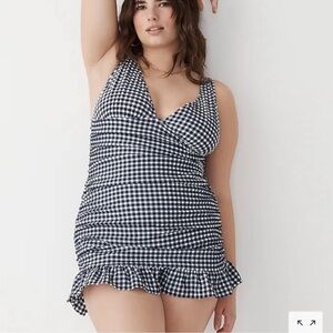 J Crew Swim Dress Size 22 NWT Gingham Black and White